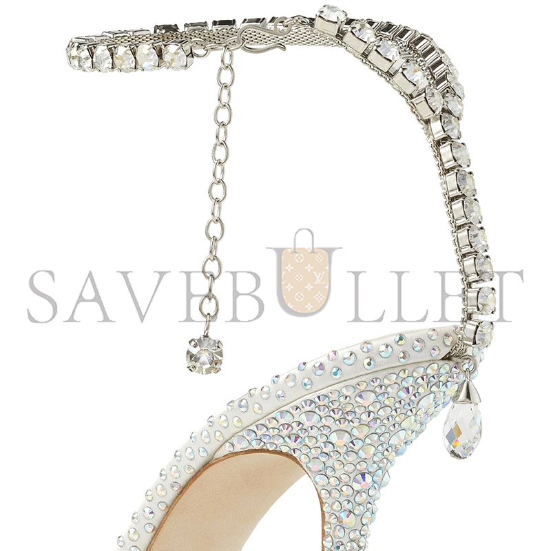 Ji*y Ch* saeda 100 ivory satin pumps with crystal embellishment saeda100bam